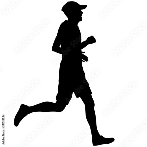 Black Silhouettes Runners sprint men on white background