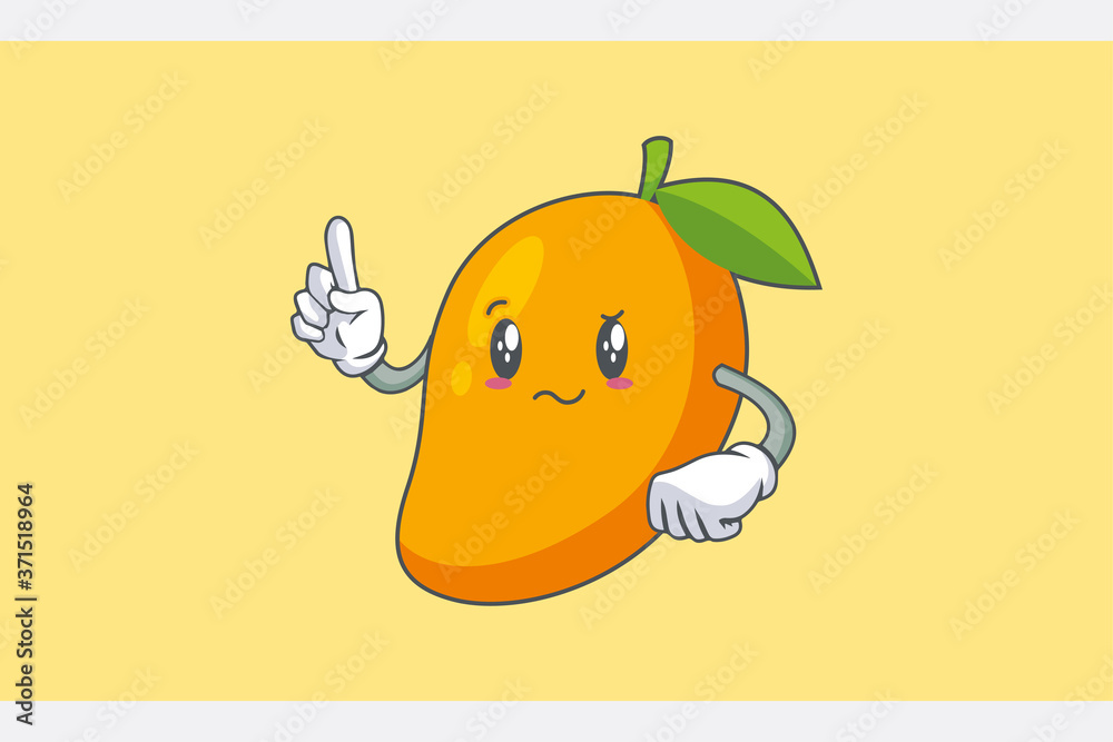 REALLY, ATTENTIVE, CONFUSED Face Emotion. Forefinger Hand Gesture. Yellow Mango Fruit Cartoon Drawing Mascot Illustration. REALLY, ATTENTIVE, CONFUSED Face Emotion. Forefinger Hand Gesture. Yellow Mango Fruit Cartoon Drawing Mascot Illustration.