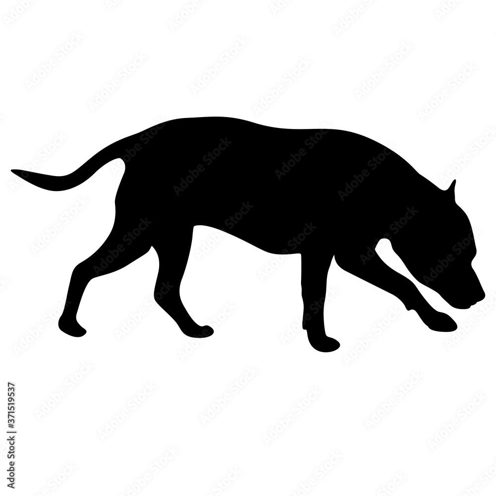 Naklejka premium Dunker dog black silhouette on white background