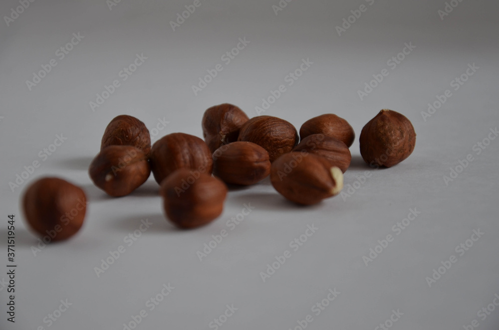hazelnuts on a white background. hazelnuts on a white background.