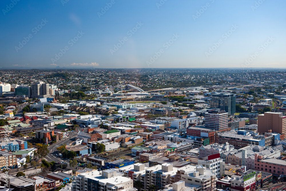 Aerial shot of urban area of Brisbane city