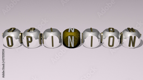 OPINION text by cubic dice letters - 3D illustration for concept and business