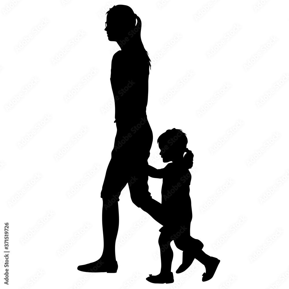 Silhouette of happy family on a white background