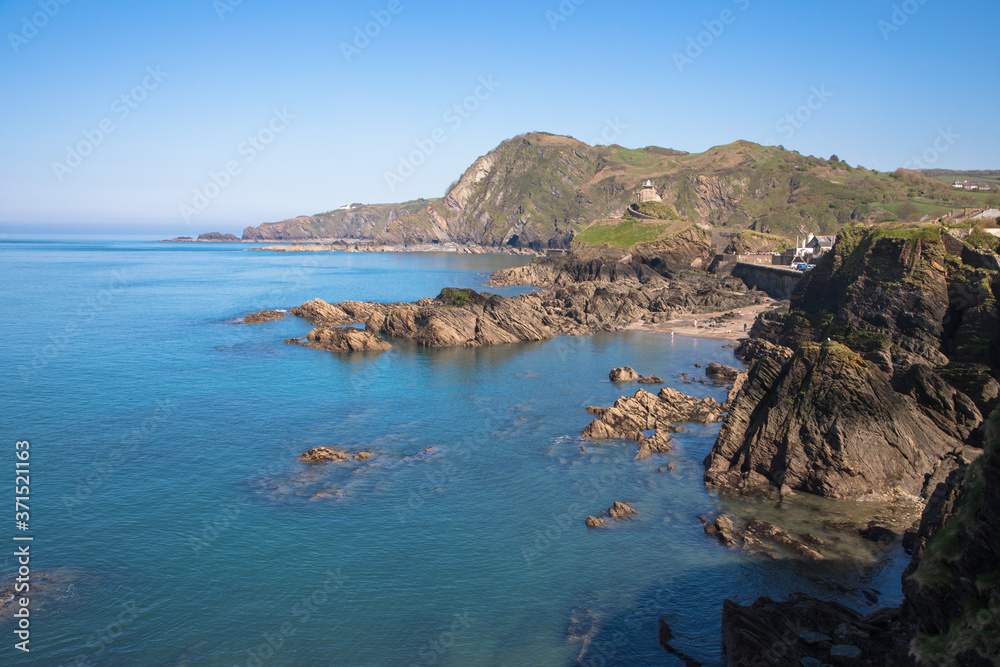 Obraz premium View from the Capstone Hill towards Beacon Point, Ilfracombe, Devon, UK