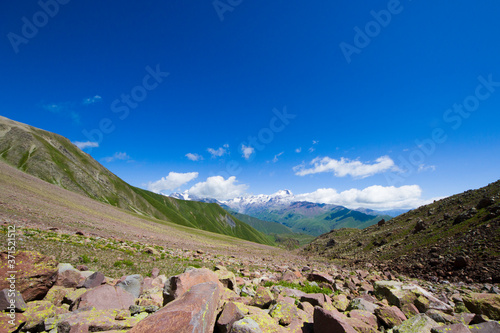 Mountains landscape and view in Khazbegi, Georgia photo