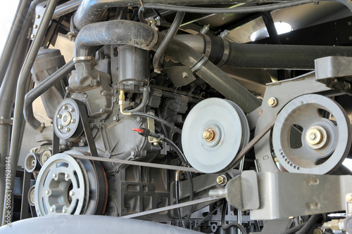 Modern car engine technical background