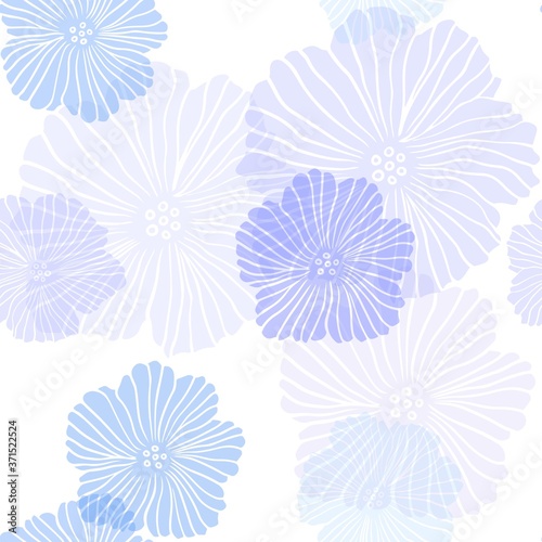 Light Pink  Blue vector seamless doodle pattern with flowers. An elegant bright illustration with flowers. Template for business cards  websites.