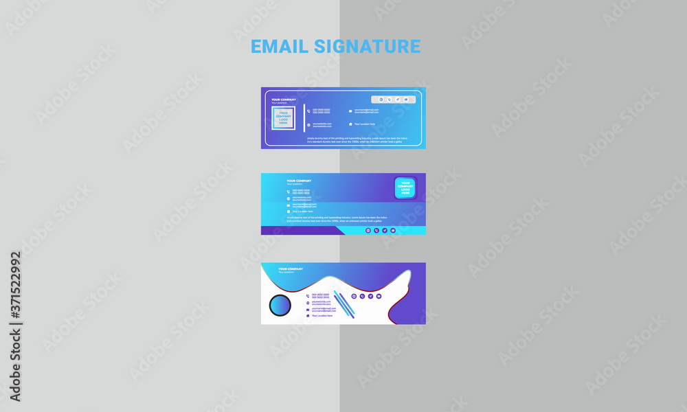 Vector Illustration Of Corporate Email Signature Design template. 