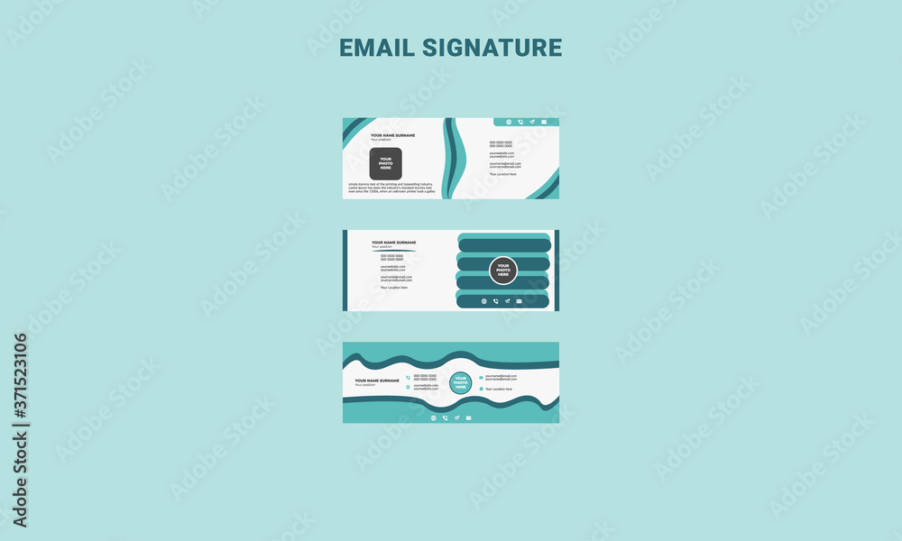 Email signature collection vector design template. Email signature collection vector design template.