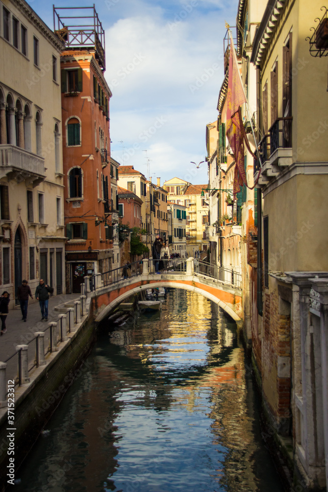 canal and bridge in venice italy