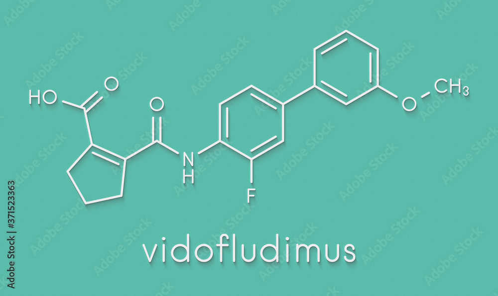 Vidofludimus drug molecule (DHODH inhibitor). Skeletal formula.