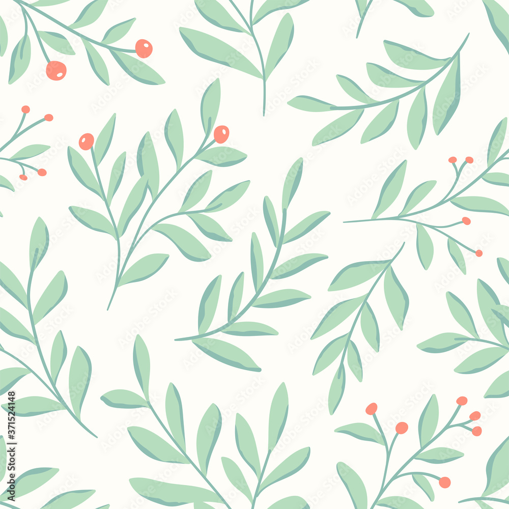 Floral vector seamless pattern. Delicate botanical wallpaper. Repeatable background with leaves. Floral vector seamless pattern. Delicate botanical wallpaper. Repeatable background with leaves.