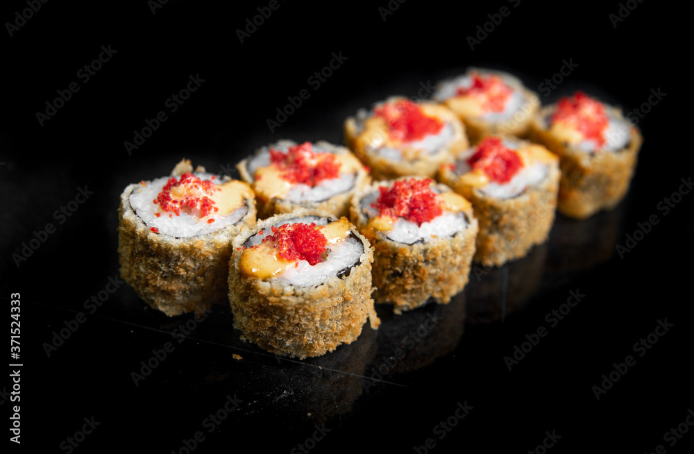 rolls isolated on black background rolls isolated on black background