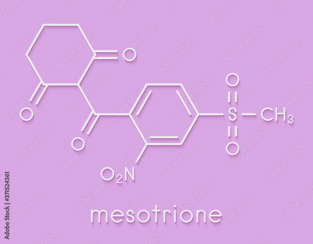 Mesotrione herbicide molecule. Skeletal formula.