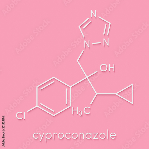 Cyproconazole fungicide molecule. Skeletal formula. photo