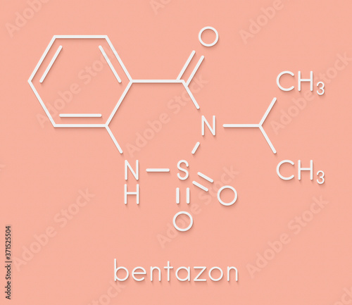 Bentazon herbicide molecule. Skeletal formula.