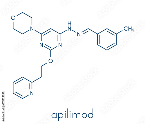 Apilimod drug molecule (PIKfyve inhibitor). Skeletal formula. photo