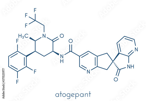 Atogepant migraine drug molecule (CGRP inhibitor). Skeletal formula.