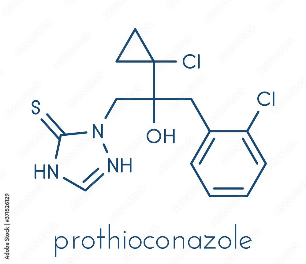Prothioconazole fungicide molecule. Skeletal formula.