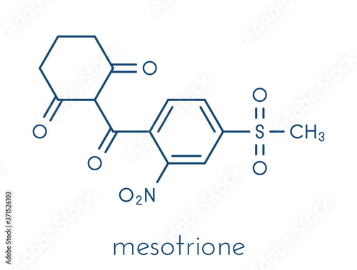 Mesotrione herbicide molecule. Skeletal formula.