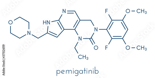 Pemigatinib cancer drug molecule Skeletal formula.