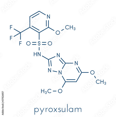Pyroxsulam herbicide molecule. Skeletal formula. photo