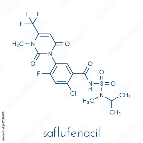Saflufenacil herbicide molecule. Skeletal formula.