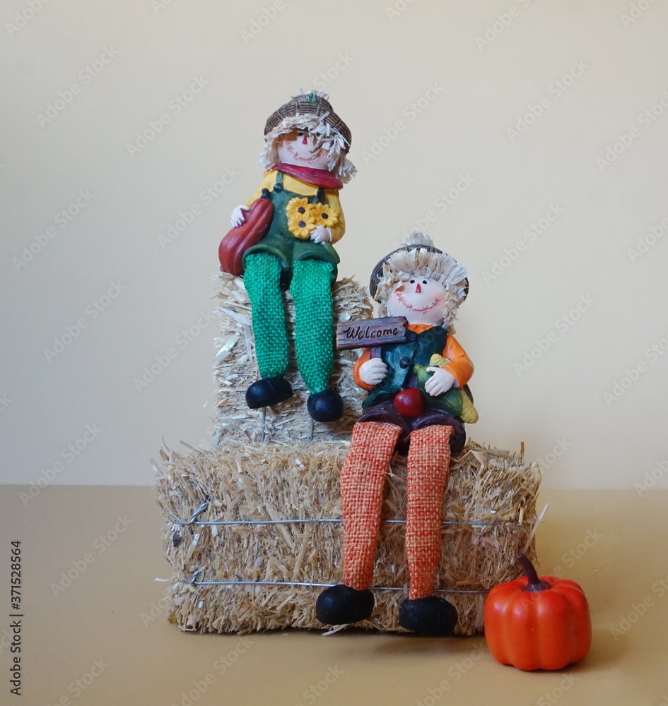 Fototapeta premium Twosome on a Hay Bale