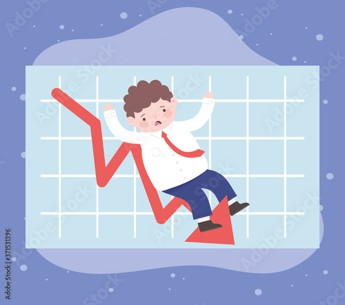 bankruptcy man falling down with recession chart business process financial crisis