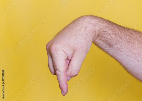 Man hand showing the direction