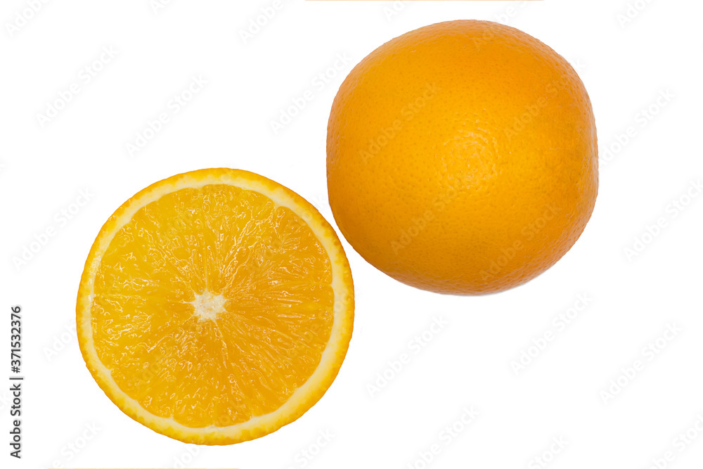 orange and orange slice on a white background orange and orange slice on a white background