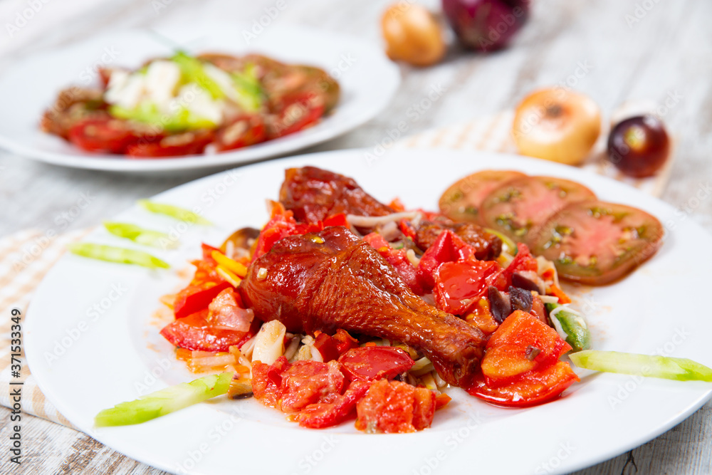 Chicken with tomatoes and vegetables Chicken with tomatoes and vegetables