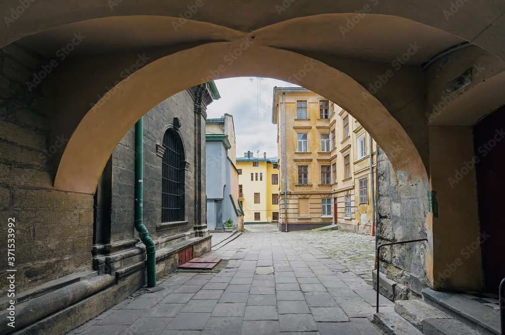 Ancient arch in Lviv, Ukraine