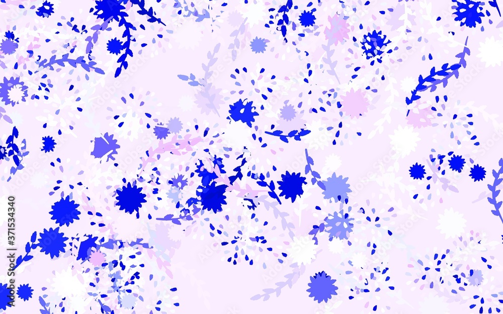 Light Pink, Blue vector natural backdrop with flowers, roses.