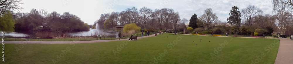 Beautiful panoramic view of a park in London, UK Beautiful panoramic view of a park in London, UK