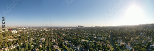 Aerial Photography of Green Hills and California Skyline