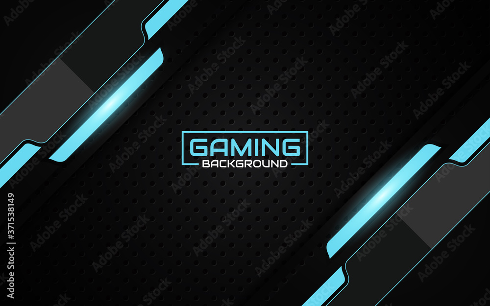 Abstract futuristic black and blue gaming background with modern esport
