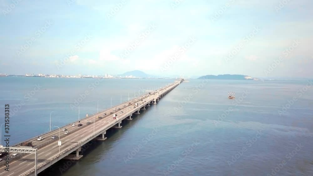 Penang Bridge in Malaysia Landscape Drone Shot with 4K resolution Penang Bridge in Malaysia Landscape Drone Shot with 4K resolution