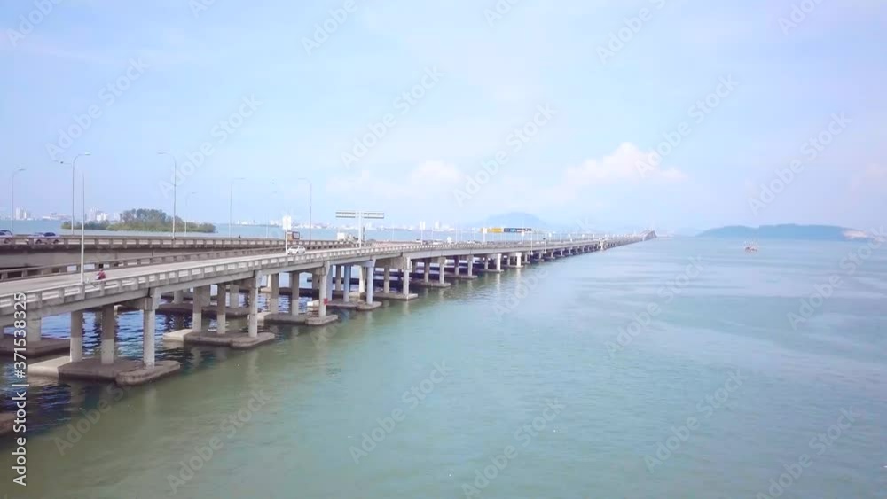 Penang Bridge in Malaysia Landscape Drone Shot with 4K resolution Penang Bridge in Malaysia Landscape Drone Shot with 4K resolution