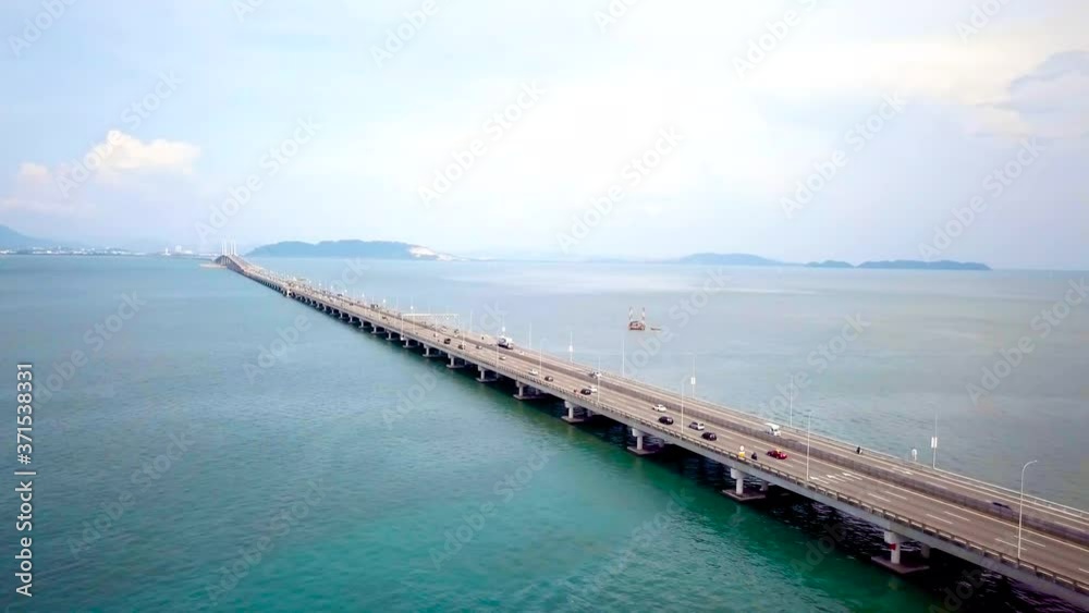 Penang Bridge in Malaysia Landscape Drone Shot with 4K resolution Penang Bridge in Malaysia Landscape Drone Shot with 4K resolution