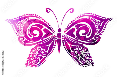 The abstract butterfly is multicolored. Vector illustration
