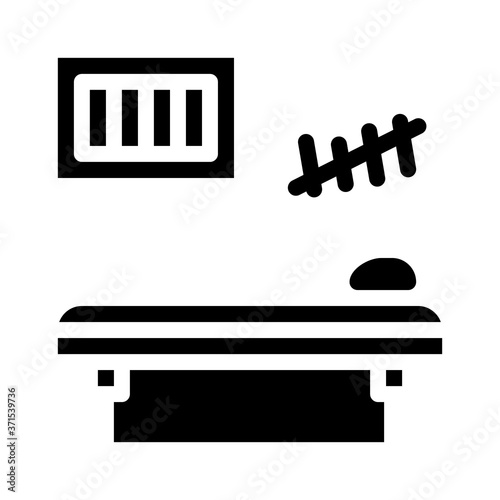 prison cell with bed glyph icon vector illustration