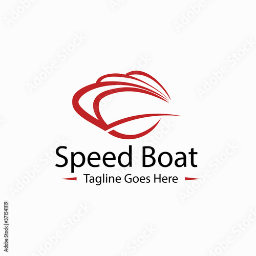 Speed boat logo design template. Vector illustration © graphicstudio1122