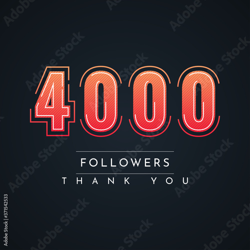 Thank You 4000 Followers Colorful illustration template design