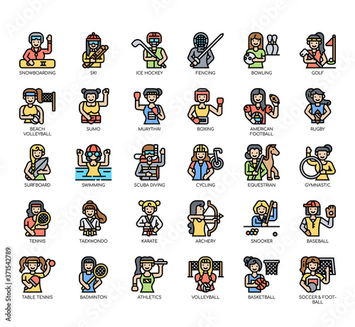 Set of sport thin line and pixel perfect icons for any web and app project.