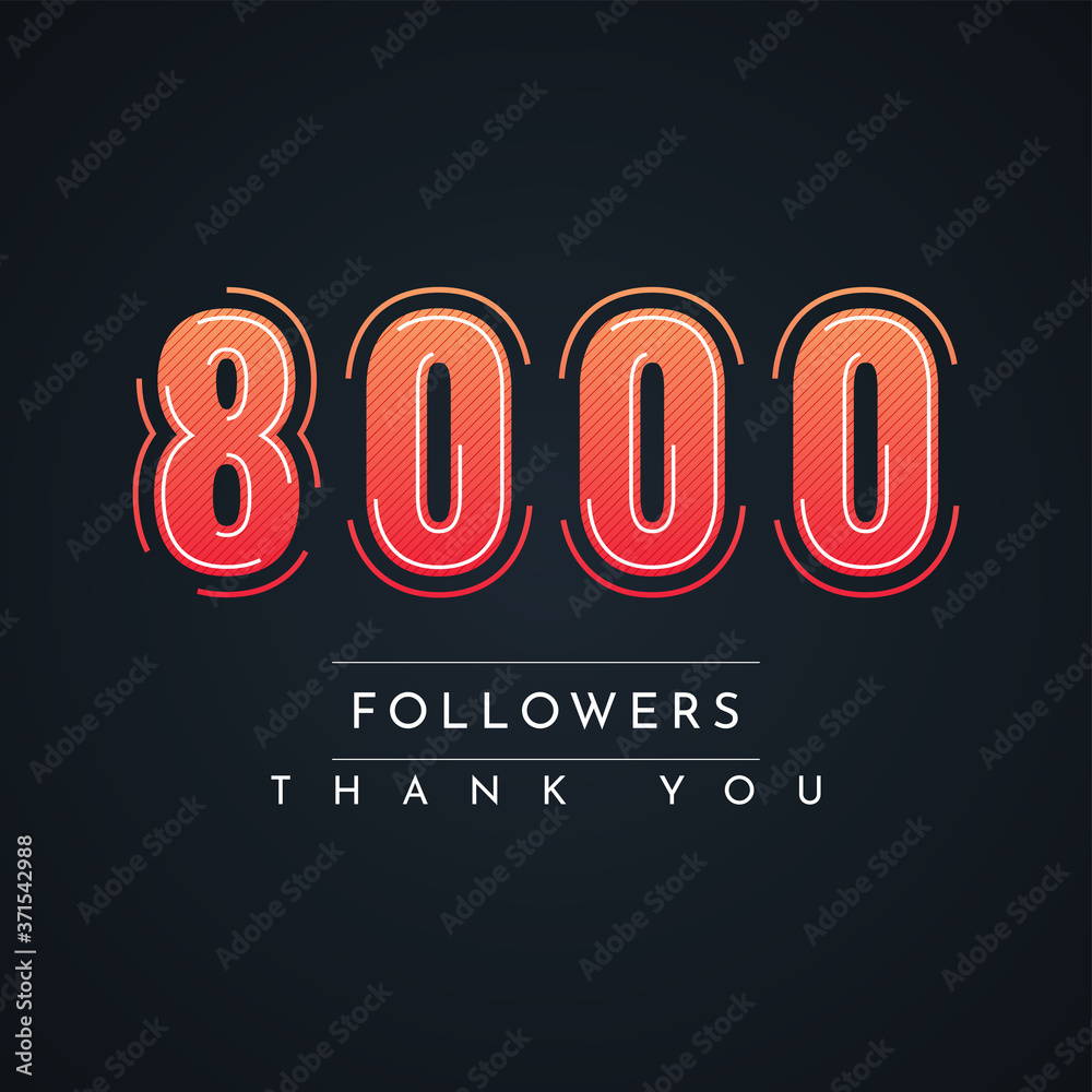 Thank You 8000 Followers Colorful illustration template design Thank You 8000 Followers Colorful illustration template design