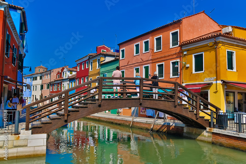 Burano Island Venice  Italy Bridge People