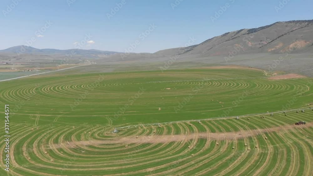 Amazing Aerial View of a circle plantation field in Wyoming, USA