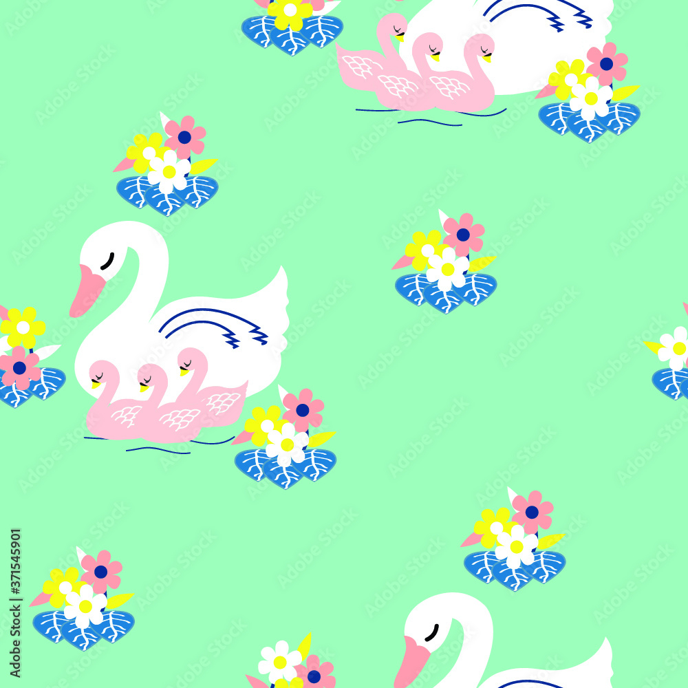 White swan seamless pattern White swan seamless pattern