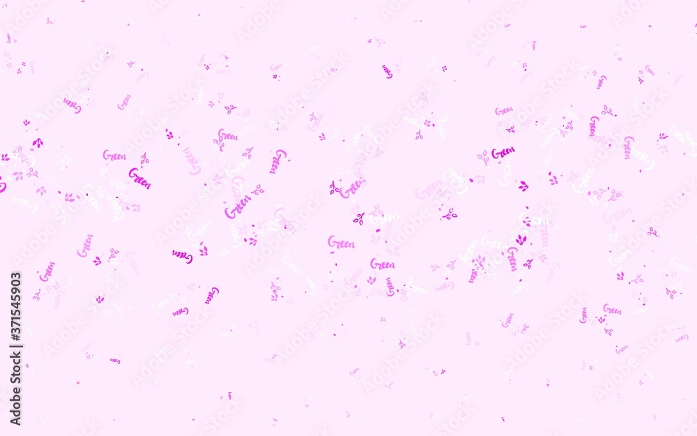 Fototapeta premium Light Pink vector doodle template with leaves, branches.